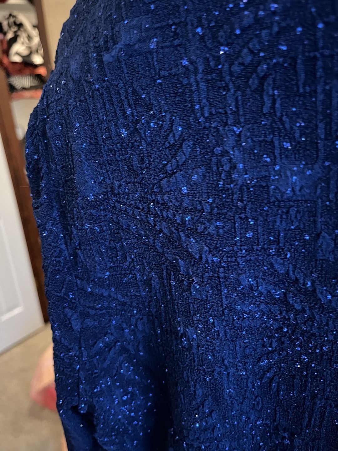 Alex Evenings Dress Set Size 12 Navy Blue Glitter Jacket Long 13