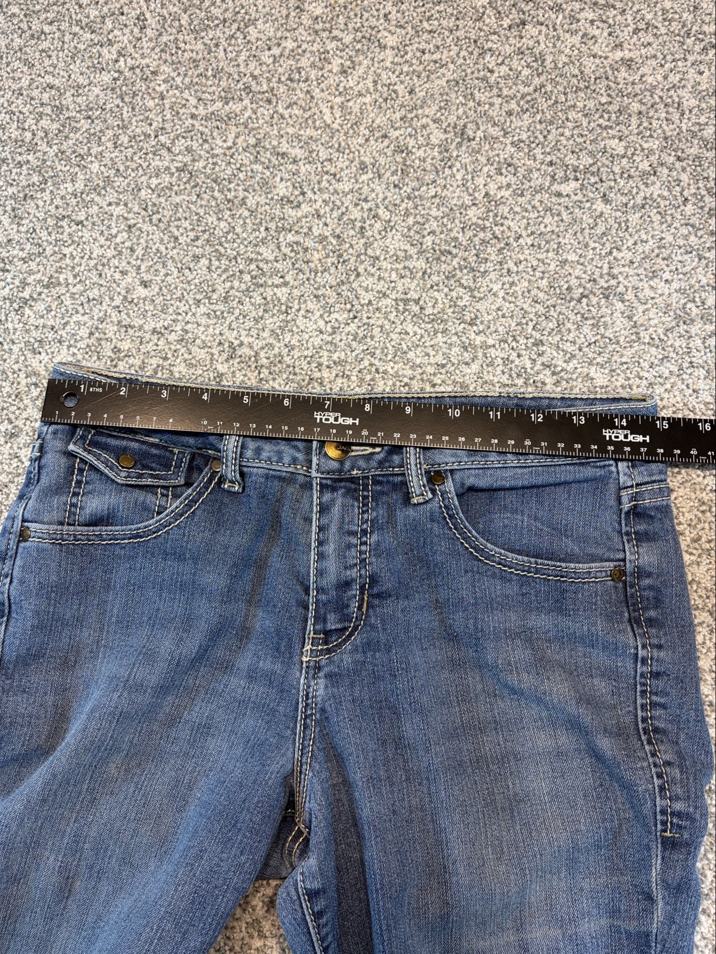 Jag Jeans Mid Rise Bootcut Jeans Size 6 Blue Embroidered Pockets 10