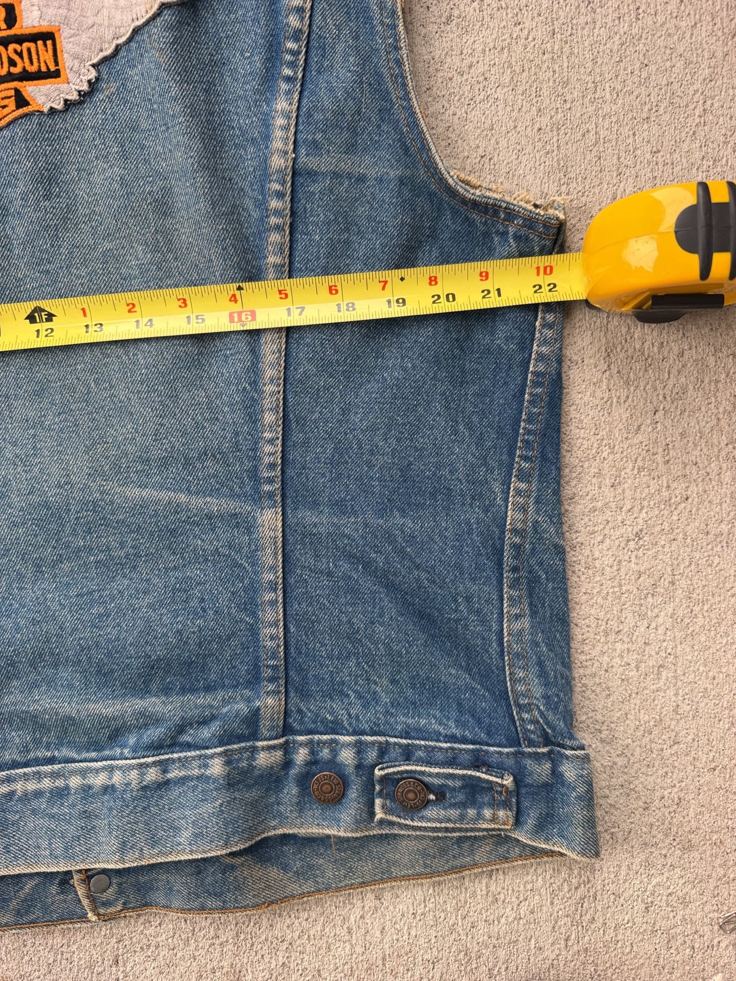 1970 Levi's 70505 Denim Vest Size 44 Vintage Harley Davidson Patch Cutoff 7