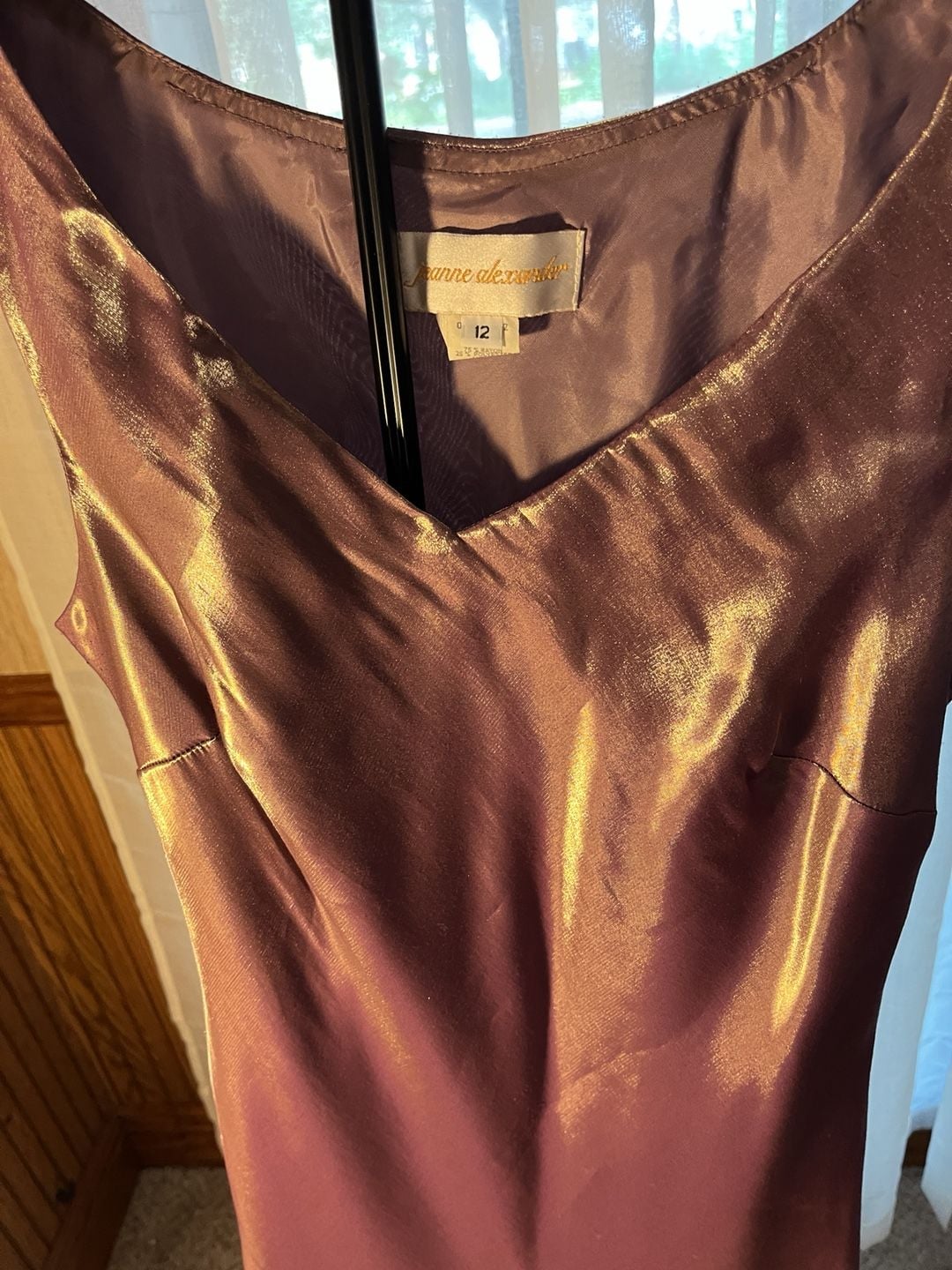 Jeanne Alexander Dress Size 12 Brown Metallic Satin Sleeveless 3