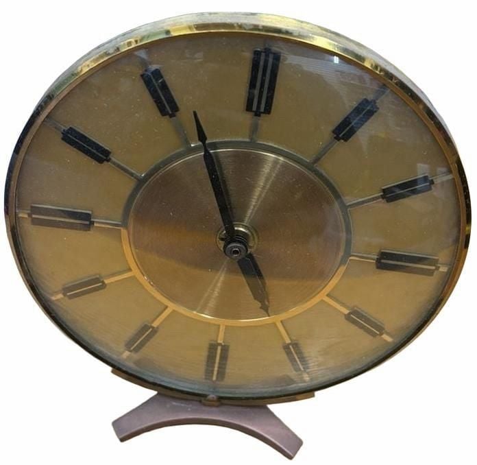 Kienzle Quartz Desk Clock Gold Tone Glass Face Stand 1