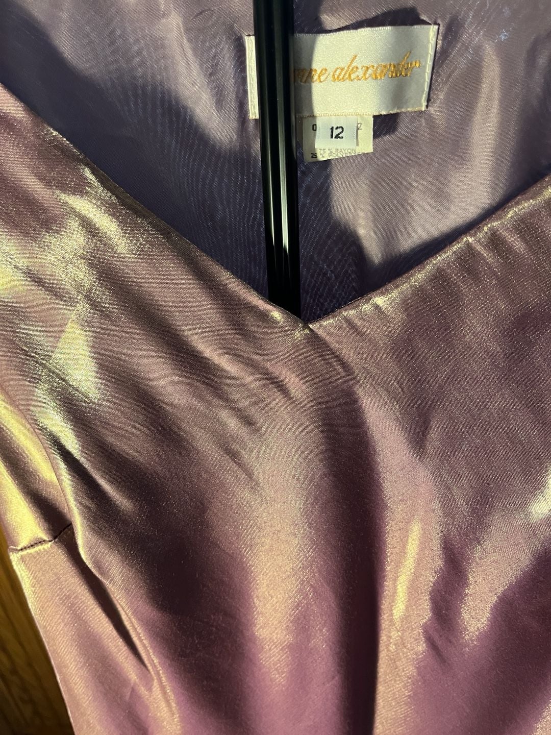 Jeanne Alexander Dress Size 12 Brown Metallic Satin Sleeveless 5