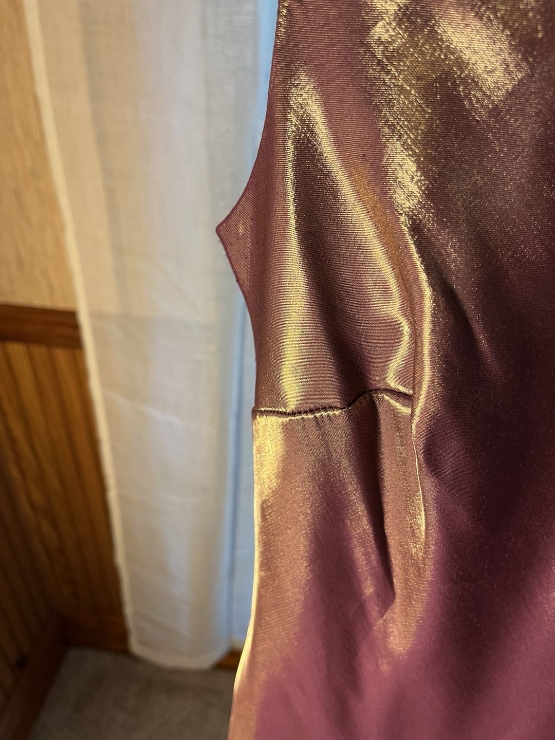 Jeanne Alexander Dress Size 12 Brown Metallic Satin Sleeveless 6