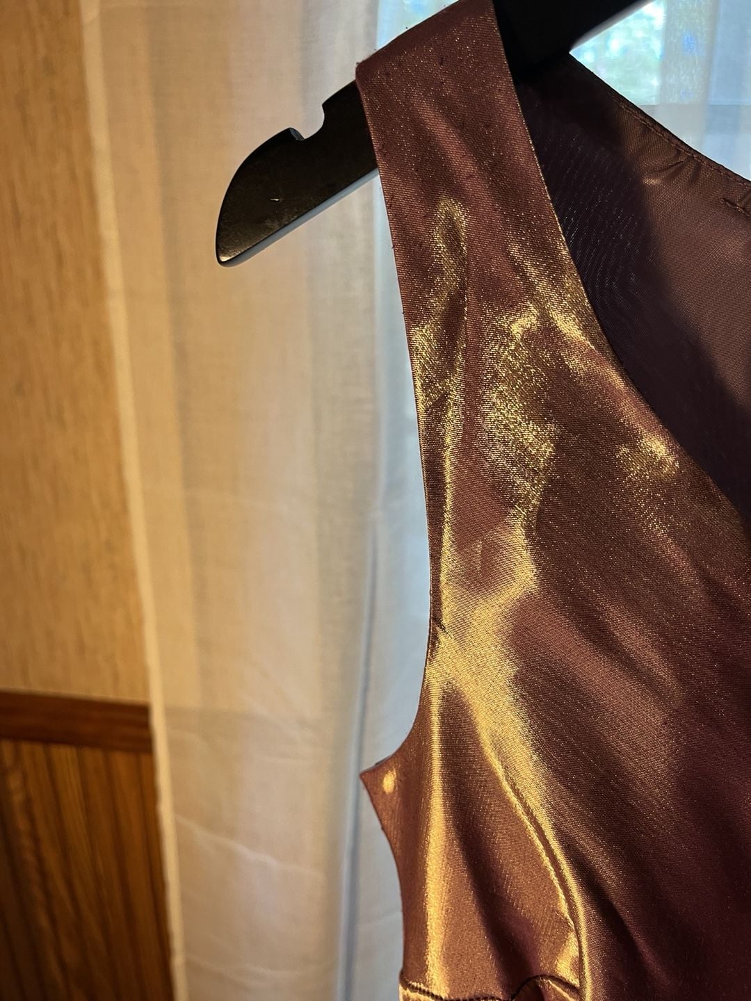 Jeanne Alexander Dress Size 12 Brown Metallic Satin Sleeveless 7
