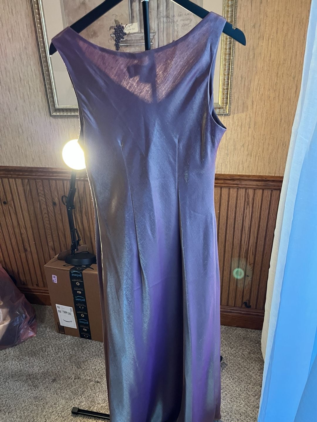 Jeanne Alexander Dress Size 12 Brown Metallic Satin Sleeveless 10
