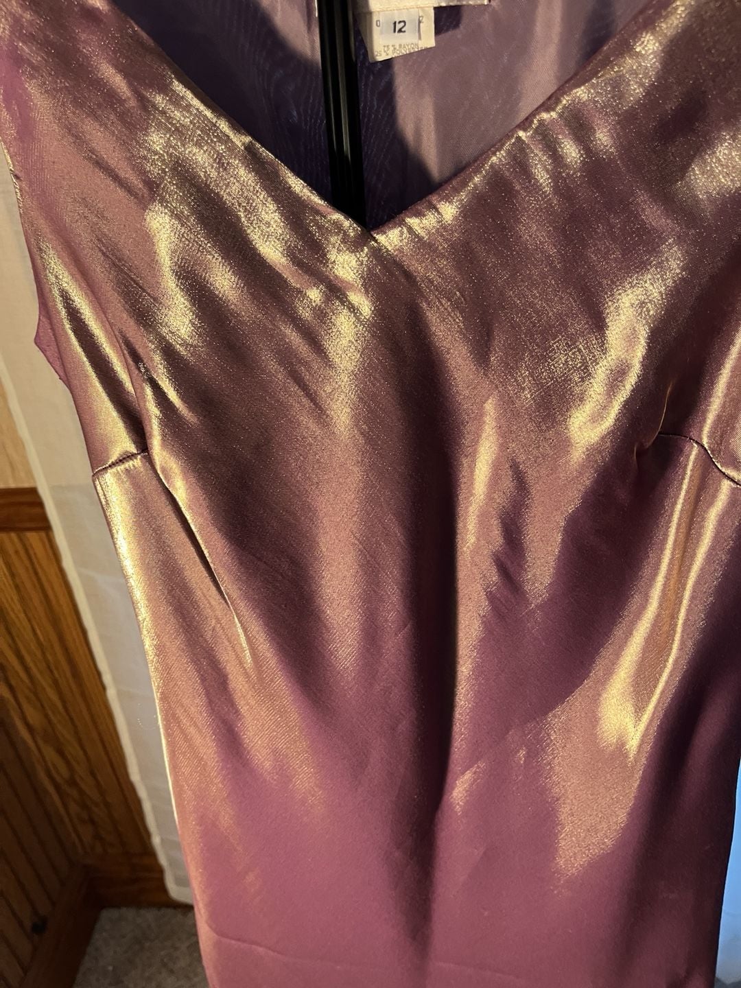 Jeanne Alexander Dress Size 12 Brown Metallic Satin Sleeveless 11