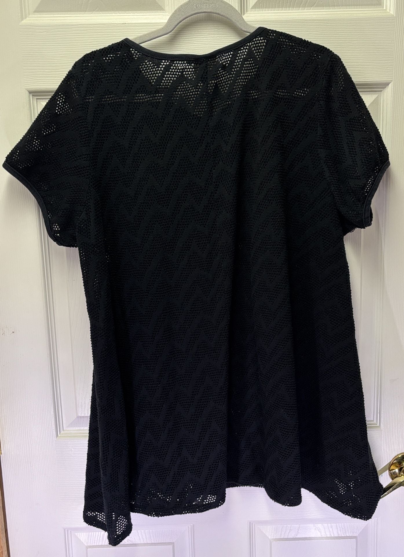 Dotti Black Crochet Swim Cover Up Top Sz 1X 4