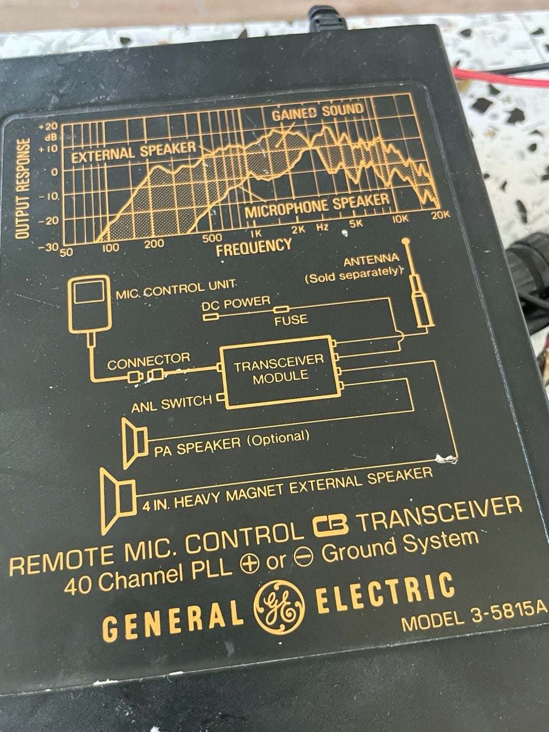General Electric Model 3-5815A Remote Mic Control CB Transceiver 6