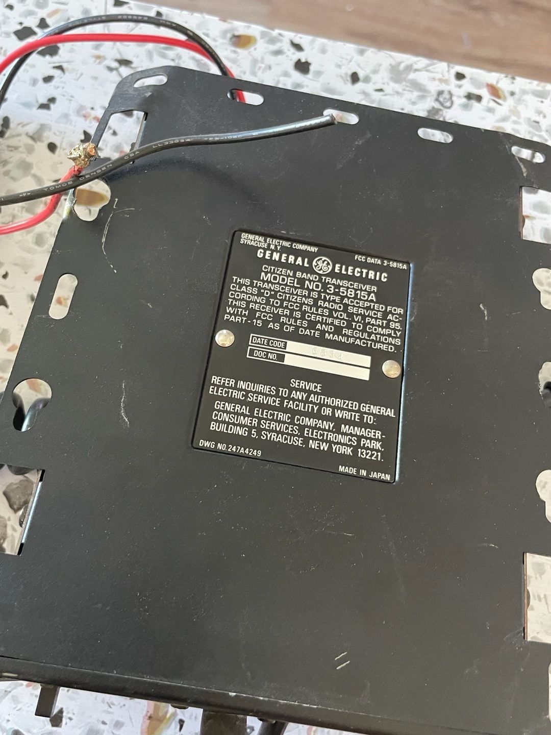 General Electric Model 3-5815A Remote Mic Control CB Transceiver 7