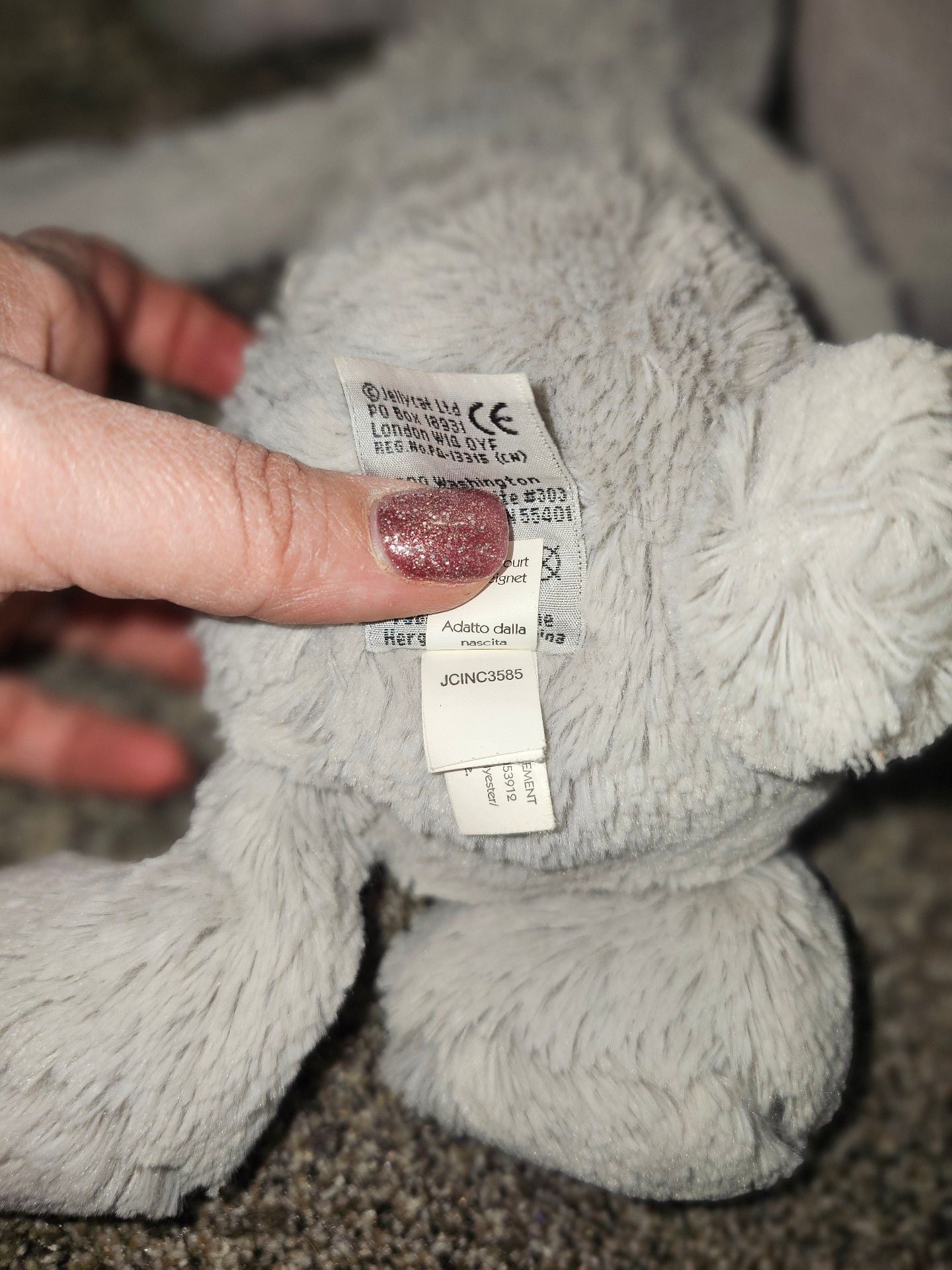 Jellycat Bashful Silver Bunny Plush Stuffed Animal Grey medium 3