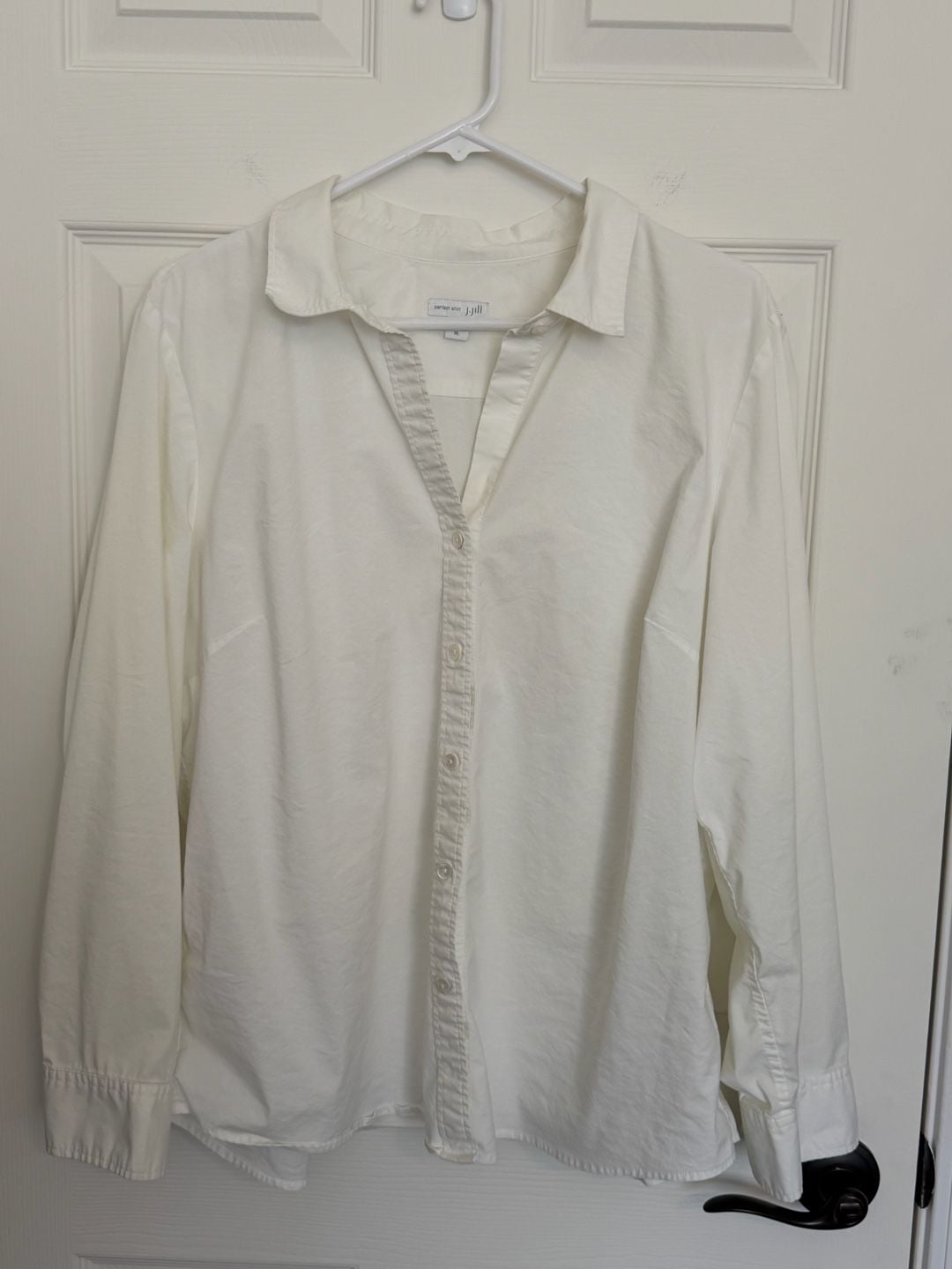 J.Jill Perfect Shirt Size XL White Button-Down Long Sleeve Top 2