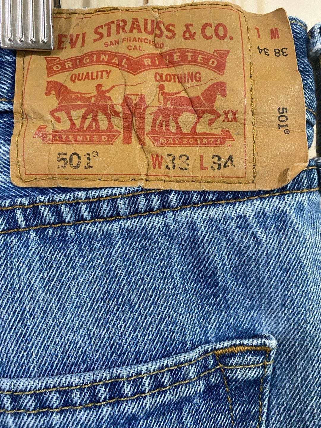 Levi's 501 Straight Leg Jeans Size 38x30 Medium Wash Denim 6