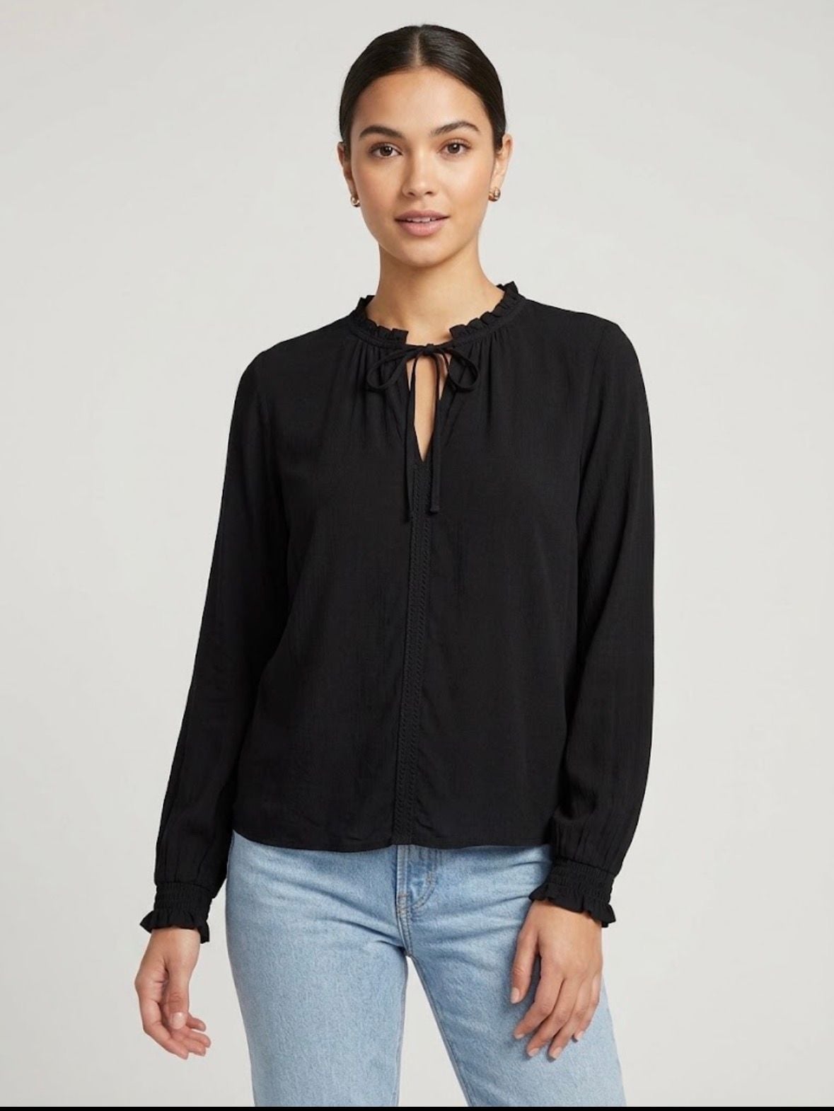 Republic Black Ruffle Neck Long Sleeve Blouse 2