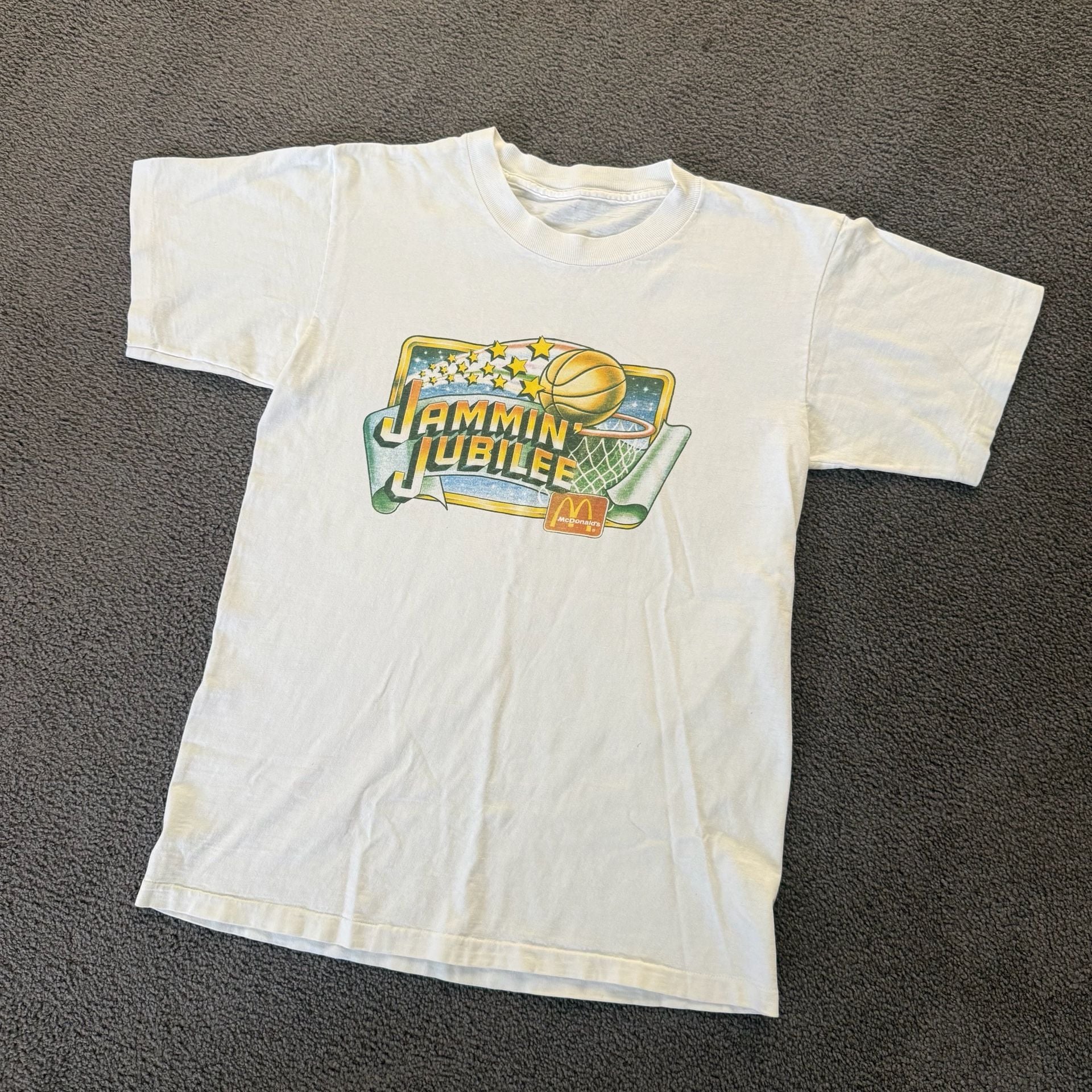 Vintage 1990 McDonald's Jammin Jubilee Basketball T-Shirt White 2