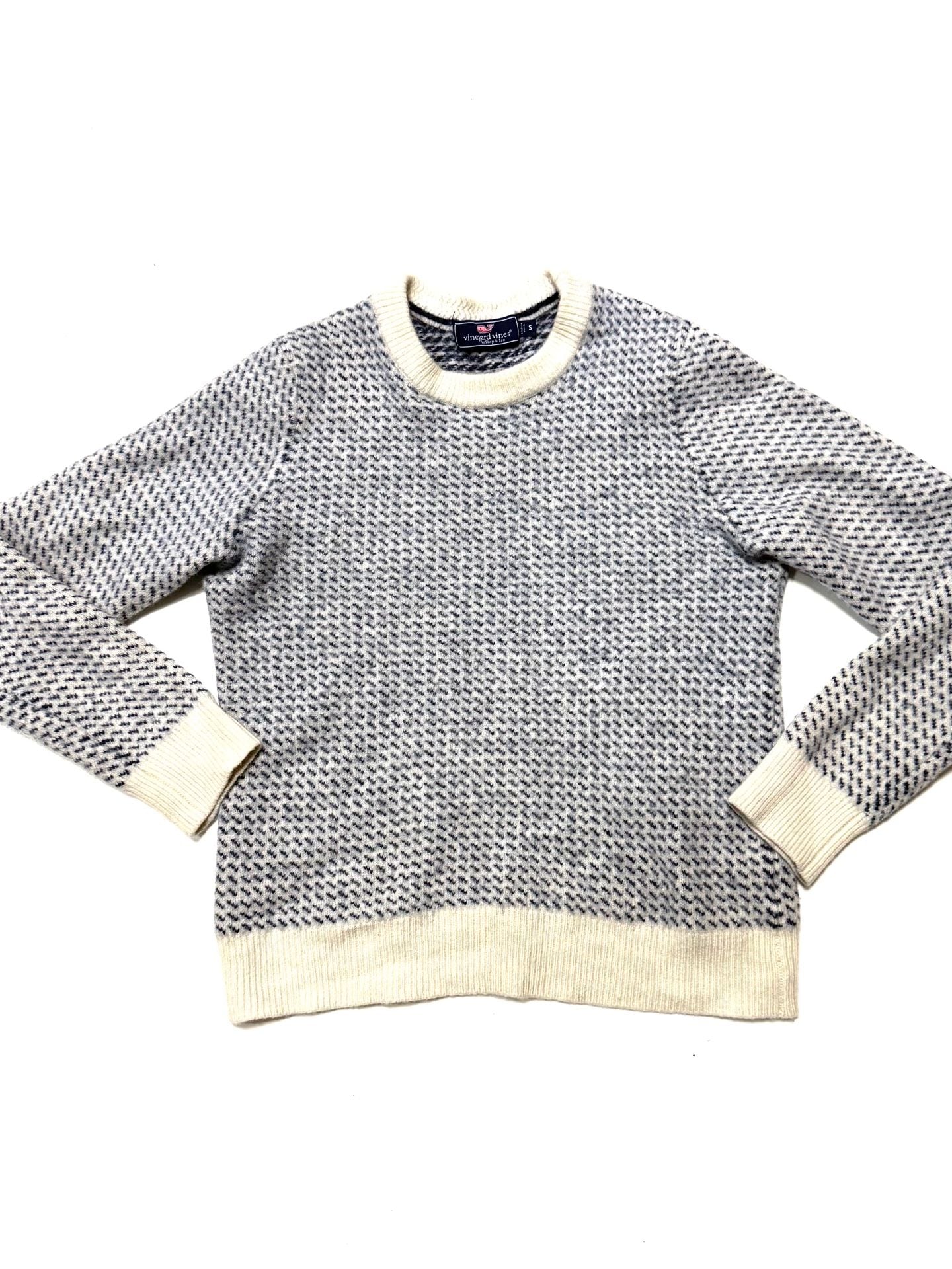 Vineyard Vines by Shep & Ian Women's Sweater S Old Money Preppy Heritage Americana Quiet Luxury Merino Wool Birdseye Crewneck Navy Cream Pullover Nordic Knit Raglan 2
