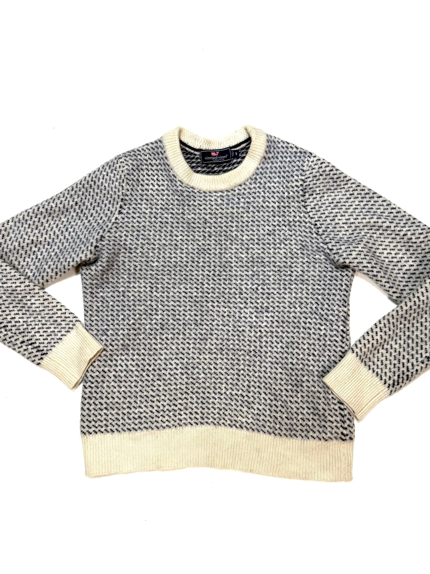 Vineyard Vines by Shep & Ian Women's Sweater S Old Money Preppy Heritage Americana Quiet Luxury Merino Wool Birdseye Crewneck Navy Cream Pullover Nordic Knit Raglan 4