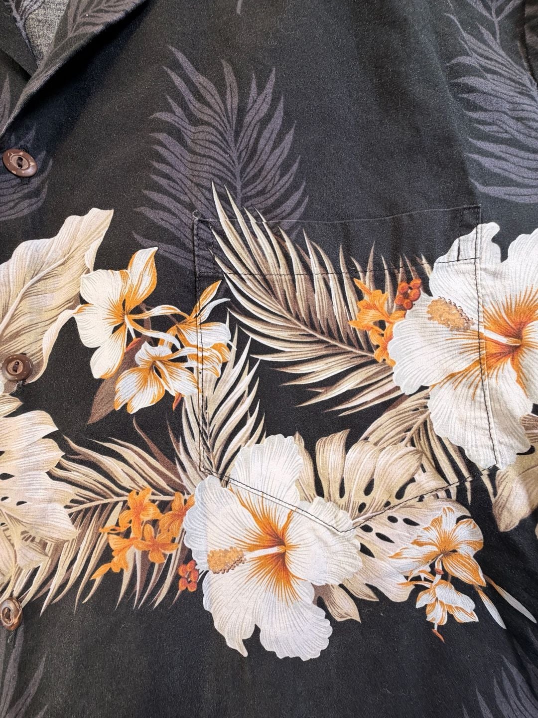 Pacific Legend Hawaiian Shirt Size 2XL Black Floral Print Cotton 8