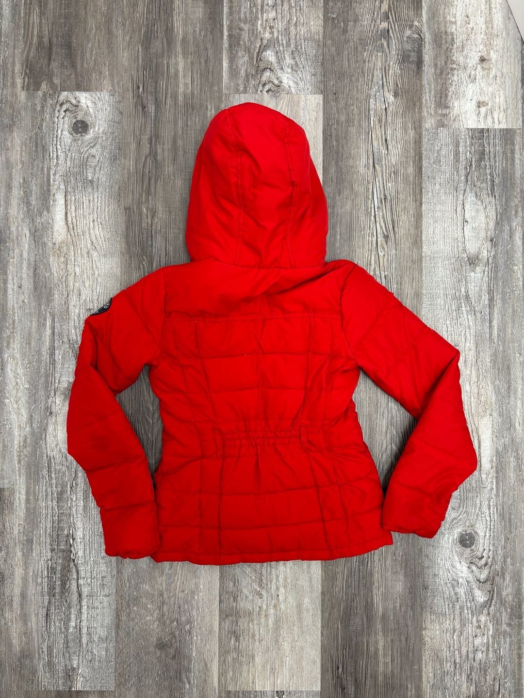 Abercrombie Kids Puffer Jacket Size M Red Hooded Coat 4