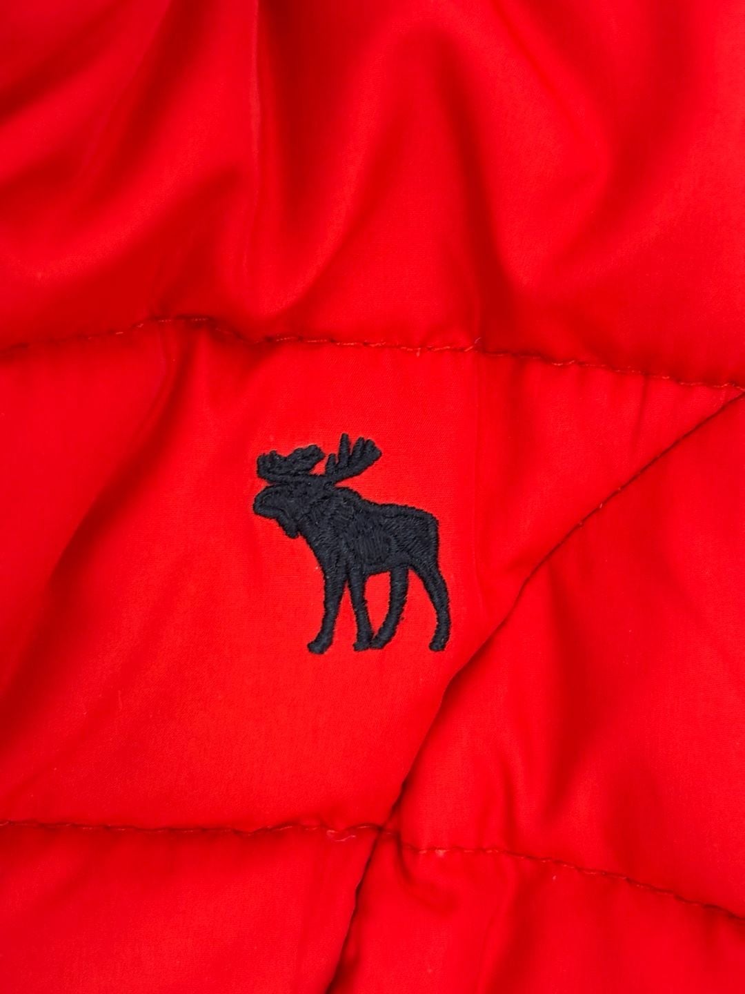Abercrombie Kids Puffer Jacket Size M Red Hooded Coat 5