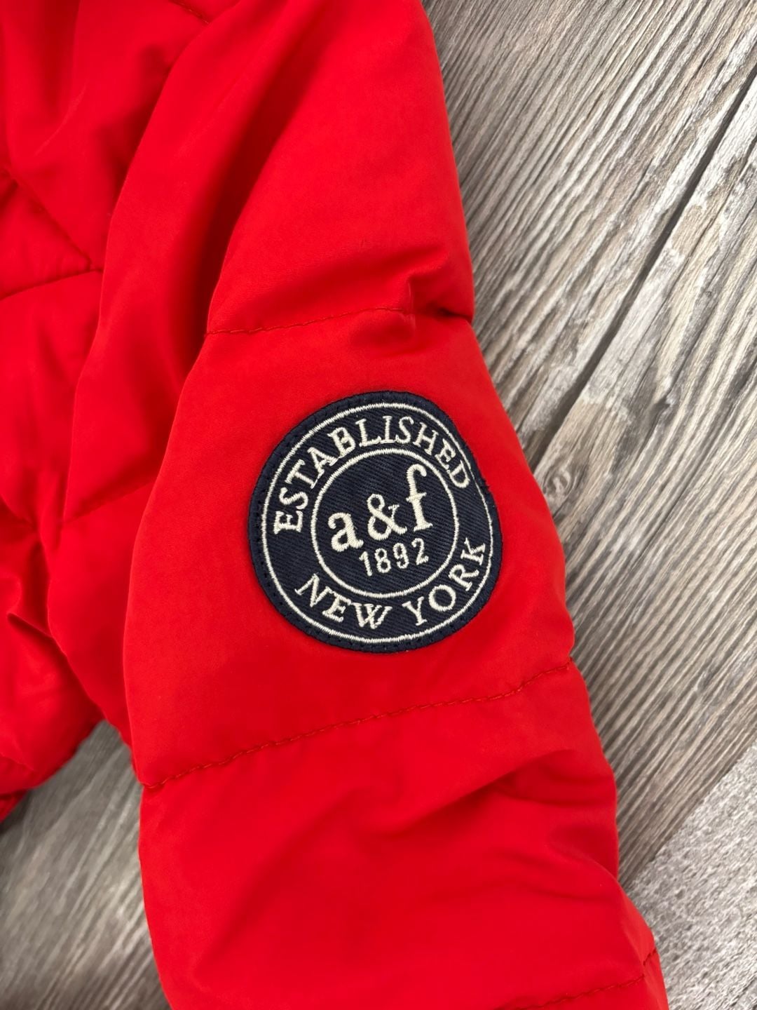 Abercrombie Kids Puffer Jacket Size M Red Hooded Coat 6