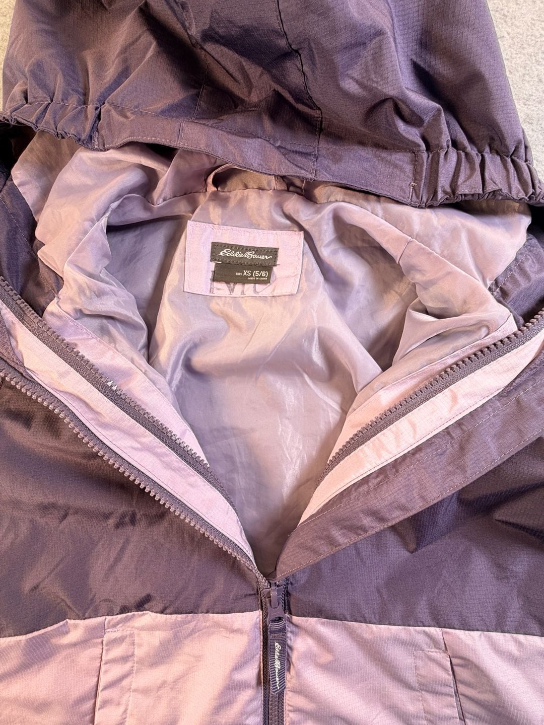 Eddie Bauer Hooded Jacket Kids XS (5/6) Purple Windbreaker 8