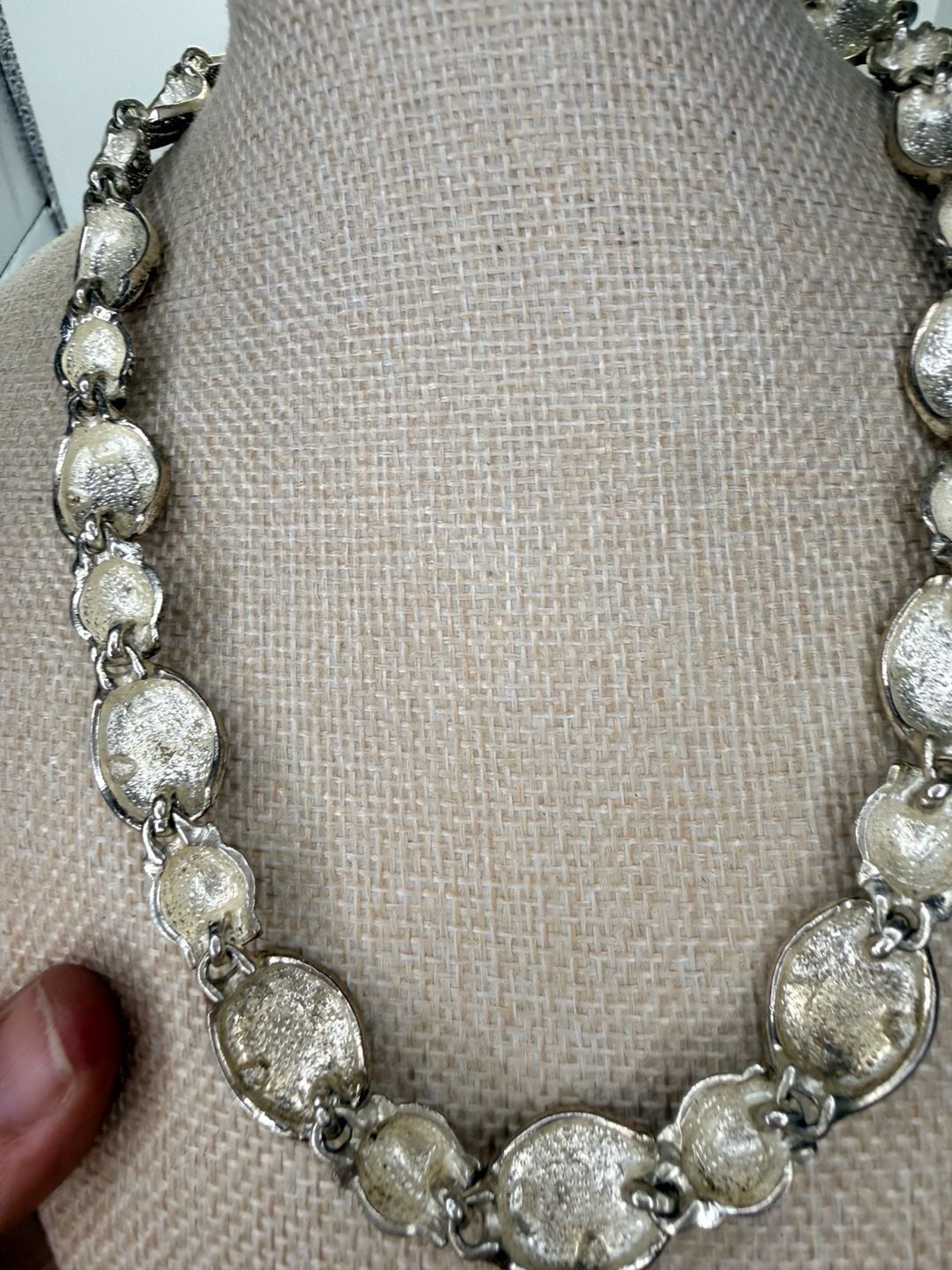 Vintage Red Stone Marcasite Silvertone Statement Necklace 9