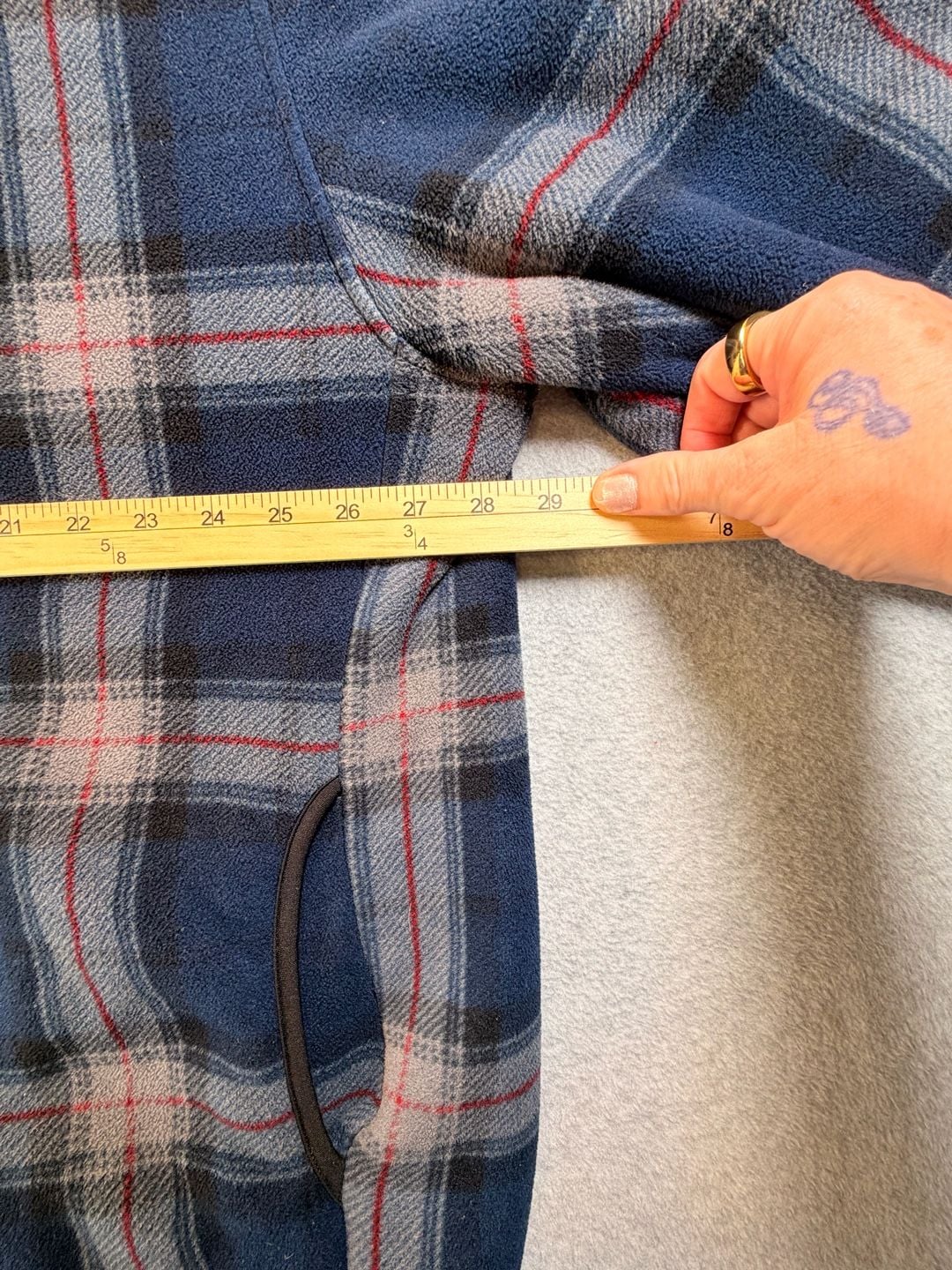 Nautica Plaid Fleece Zip-Up Hoodie Size XXL Blue Red Full Zip 6