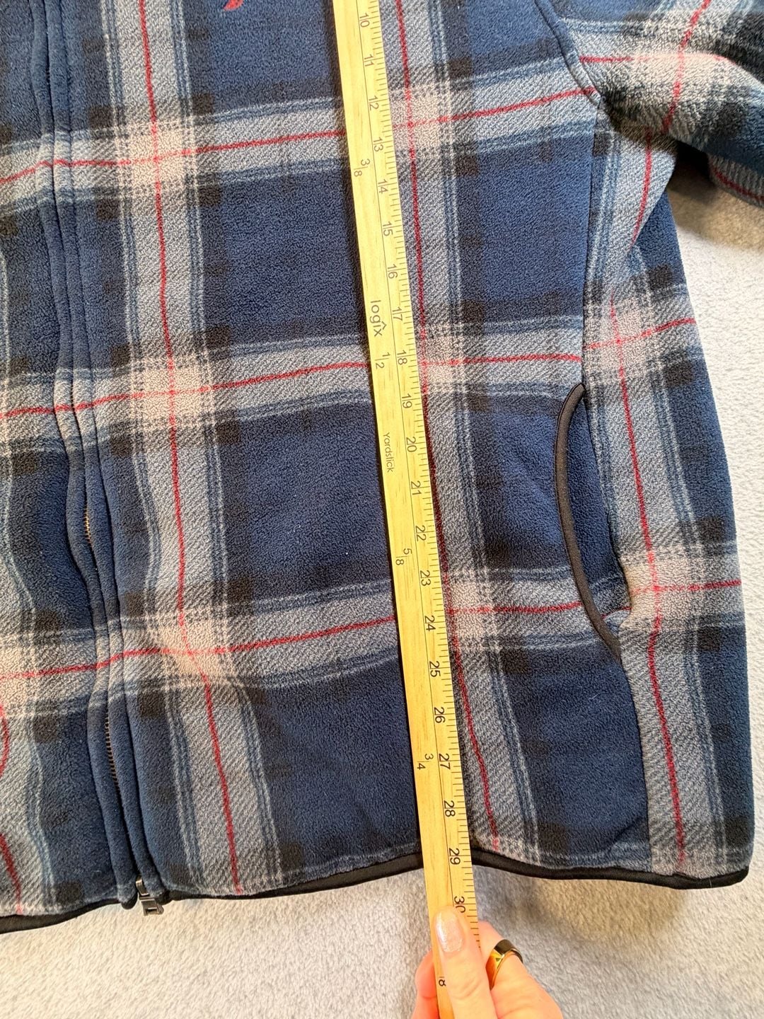Nautica Plaid Fleece Zip-Up Hoodie Size XXL Blue Red Full Zip 7