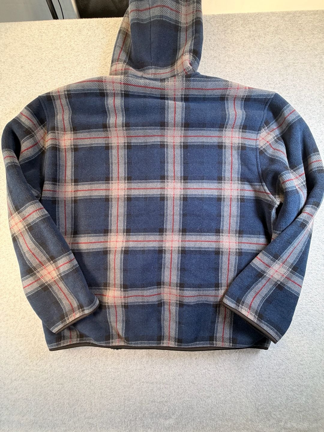 Nautica Plaid Fleece Zip-Up Hoodie Size XXL Blue Red Full Zip 10