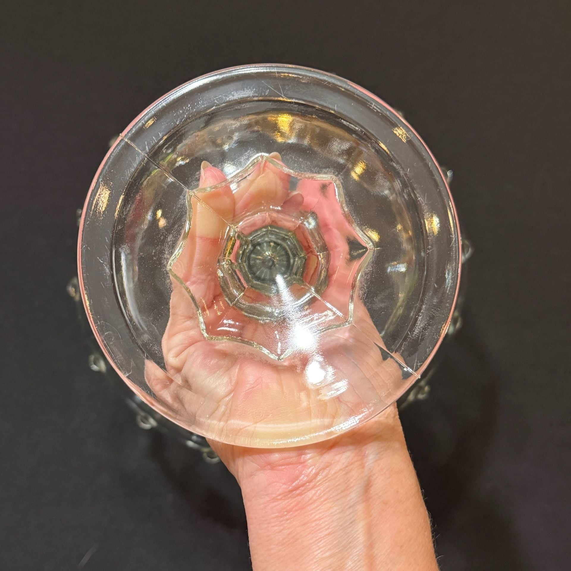 Vintage Indiana Glass “Teardrop” Footed Comport Candy Bowl Scalloped Edge
3