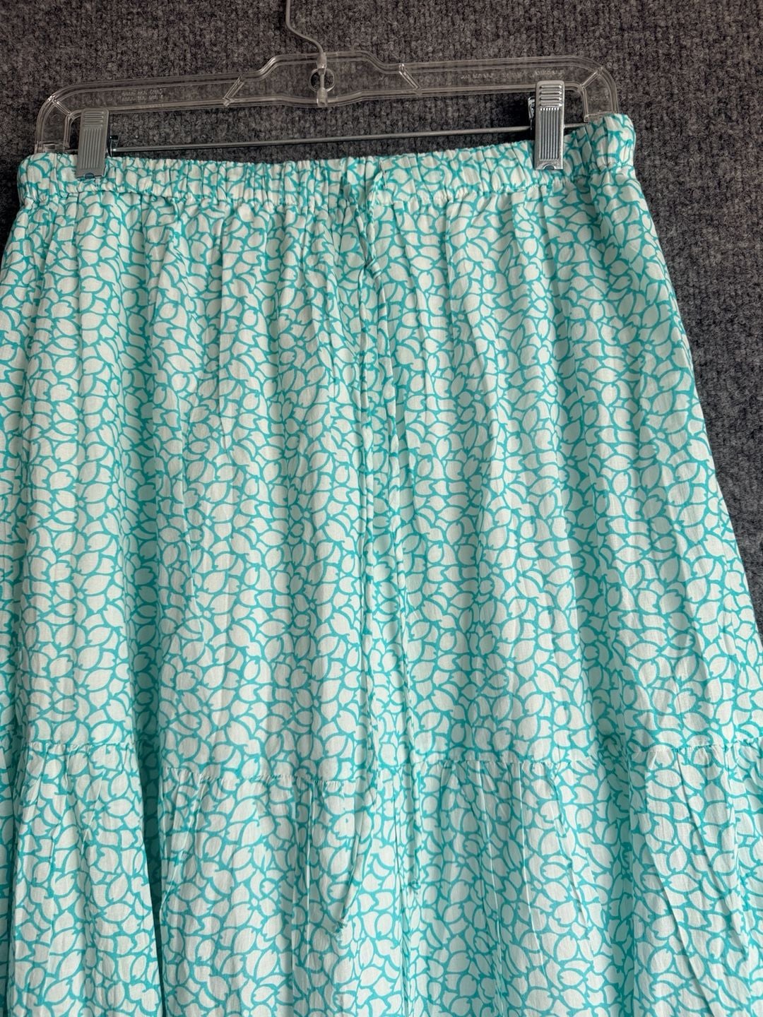 Hijo designed in Tortola Blue White Pattern Tiered Maxi Skirt 3