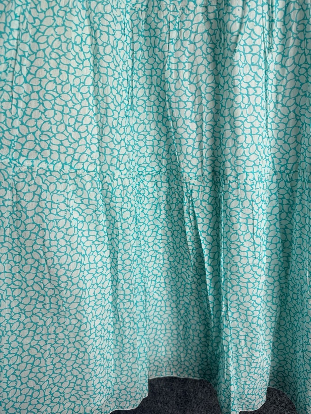 Hijo designed in Tortola Blue White Pattern Tiered Maxi Skirt 4