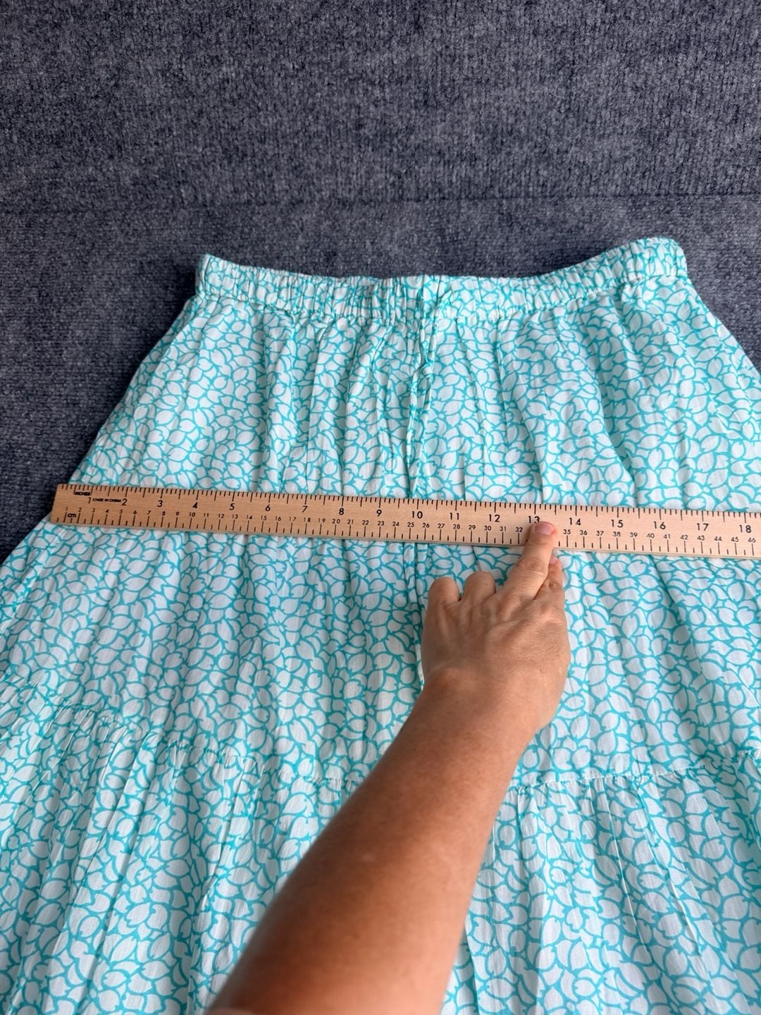 Hijo designed in Tortola Blue White Pattern Tiered Maxi Skirt 7