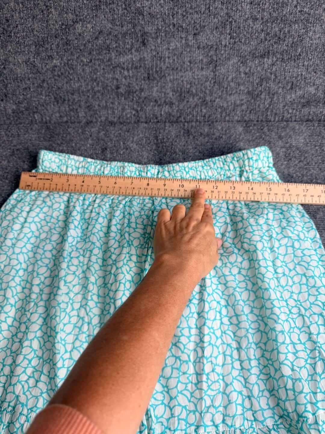 Hijo designed in Tortola Blue White Pattern Tiered Maxi Skirt 8