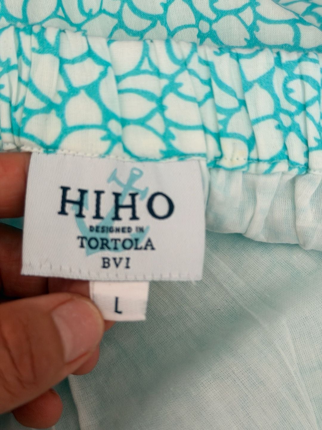 Hijo designed in Tortola Blue White Pattern Tiered Maxi Skirt 10