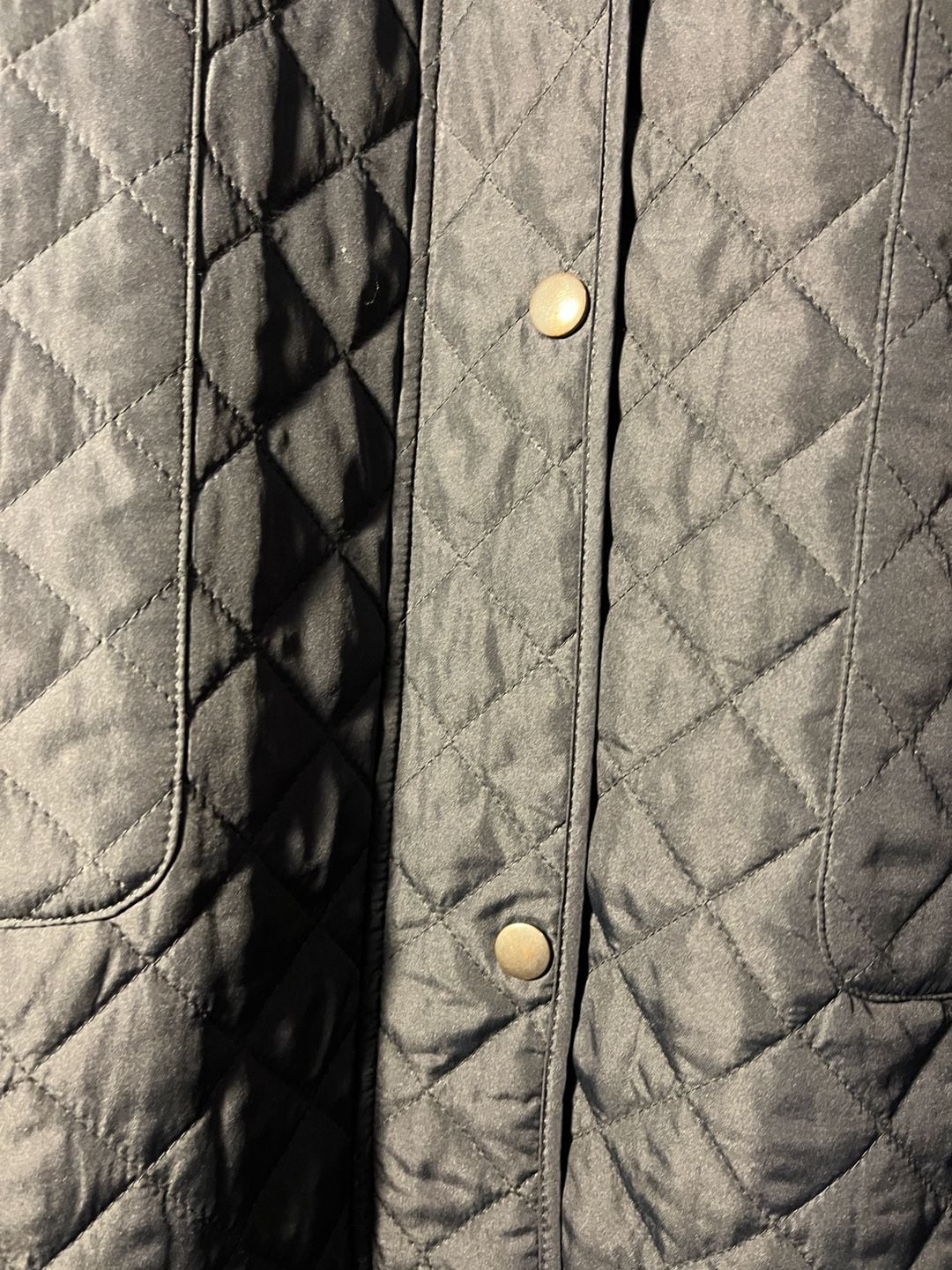 Lands' End Quilted Jacket BrownishBlack Corduroy Collar 4