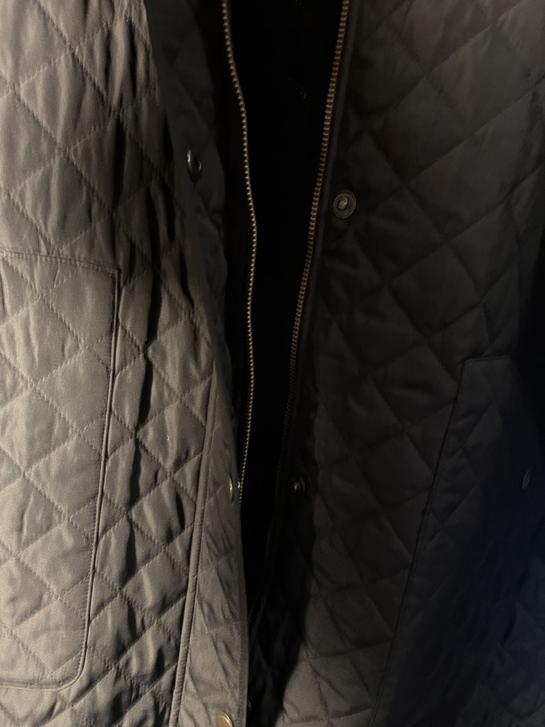 Lands' End Quilted Jacket BrownishBlack Corduroy Collar 6