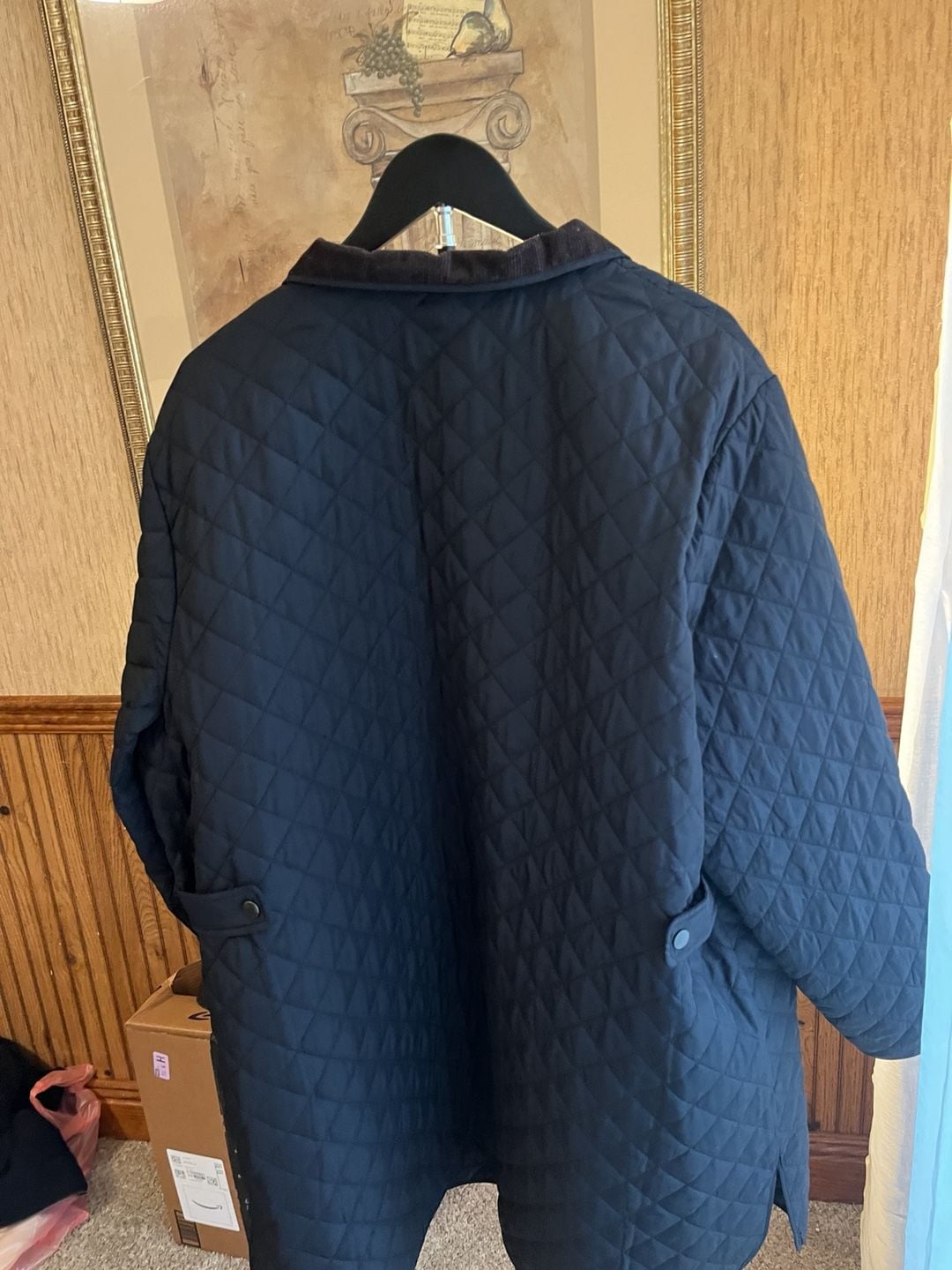 Lands' End Quilted Jacket BrownishBlack Corduroy Collar 10