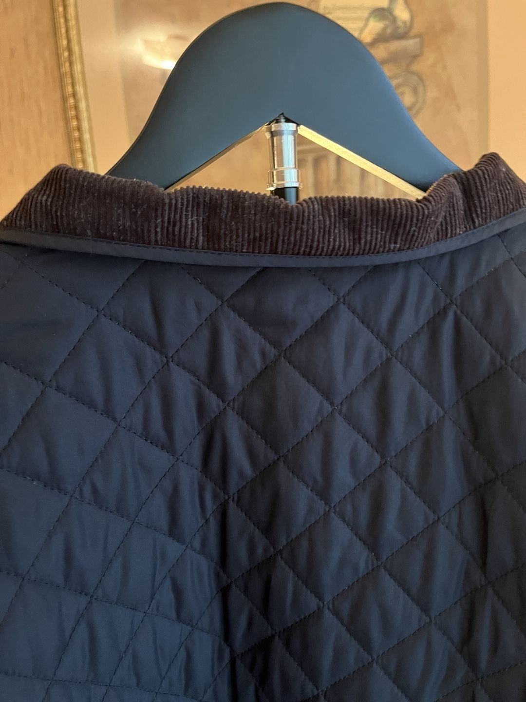 Lands' End Quilted Jacket BrownishBlack Corduroy Collar 13