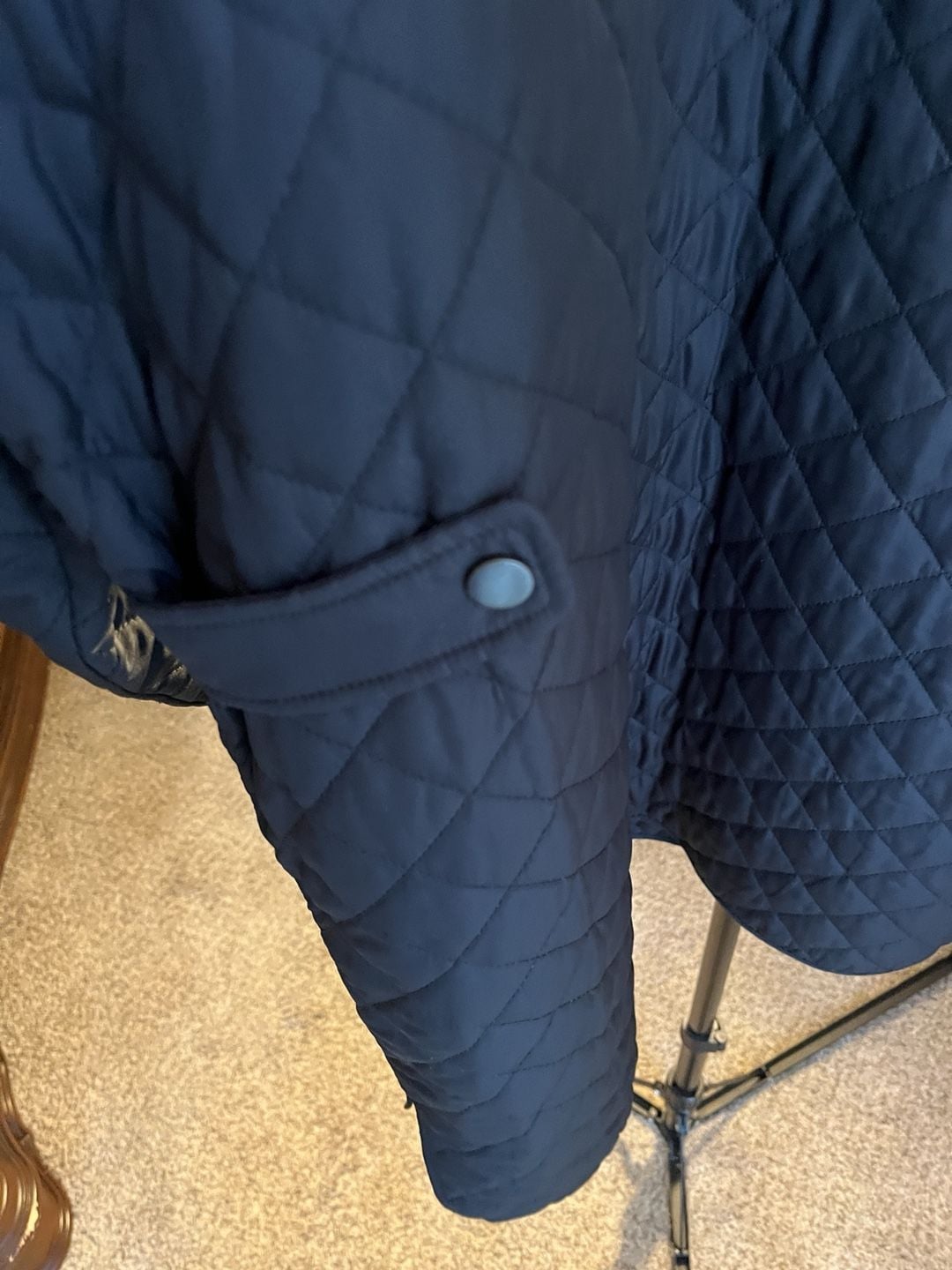 Lands' End Quilted Jacket BrownishBlack Corduroy Collar 15