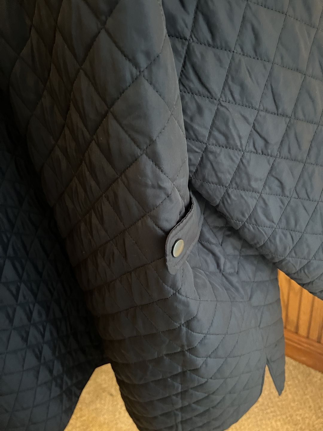 Lands' End Quilted Jacket BrownishBlack Corduroy Collar 16