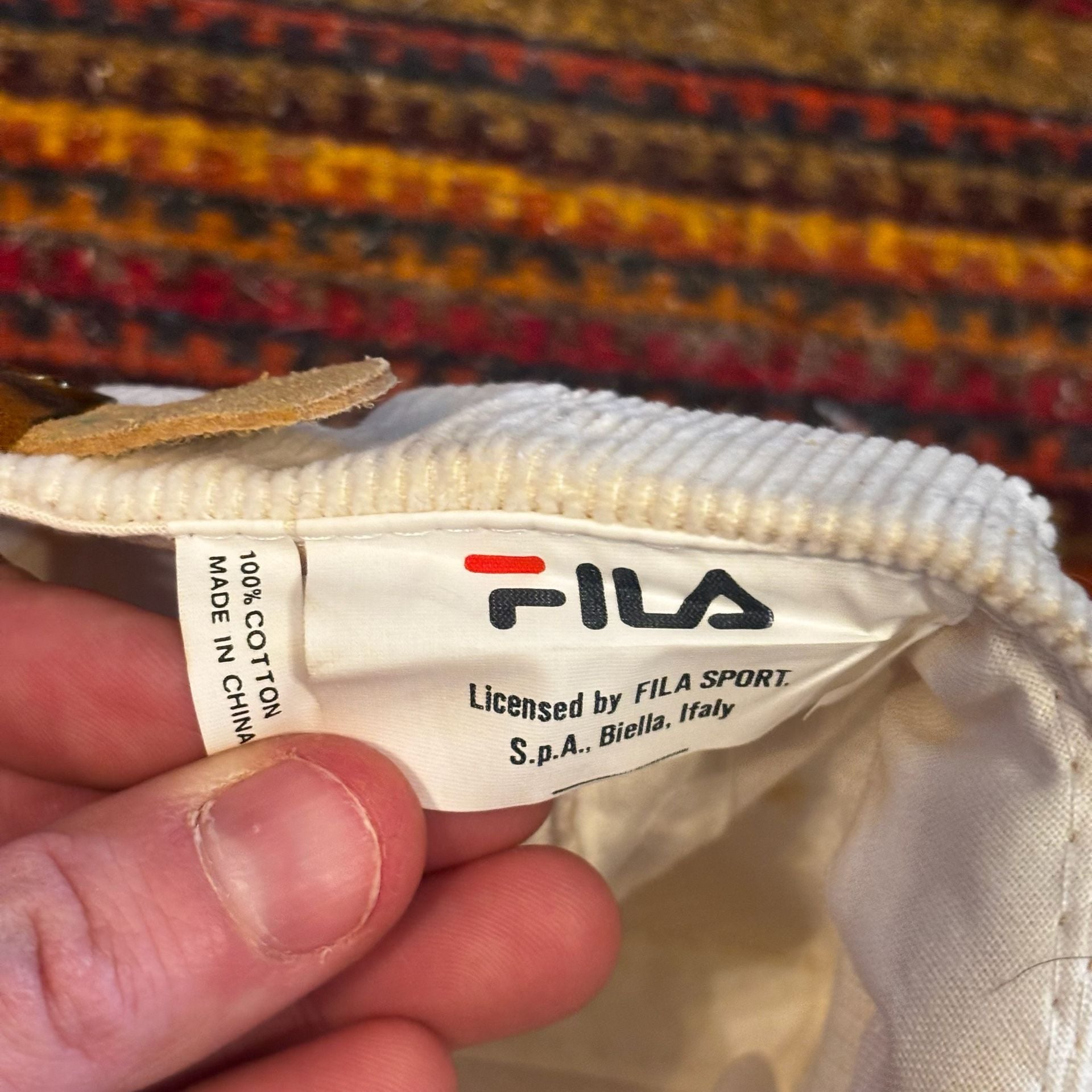 Vintage ‘90s Fila White Corduroy Flat Bill Hat with Embroidered Logo 9