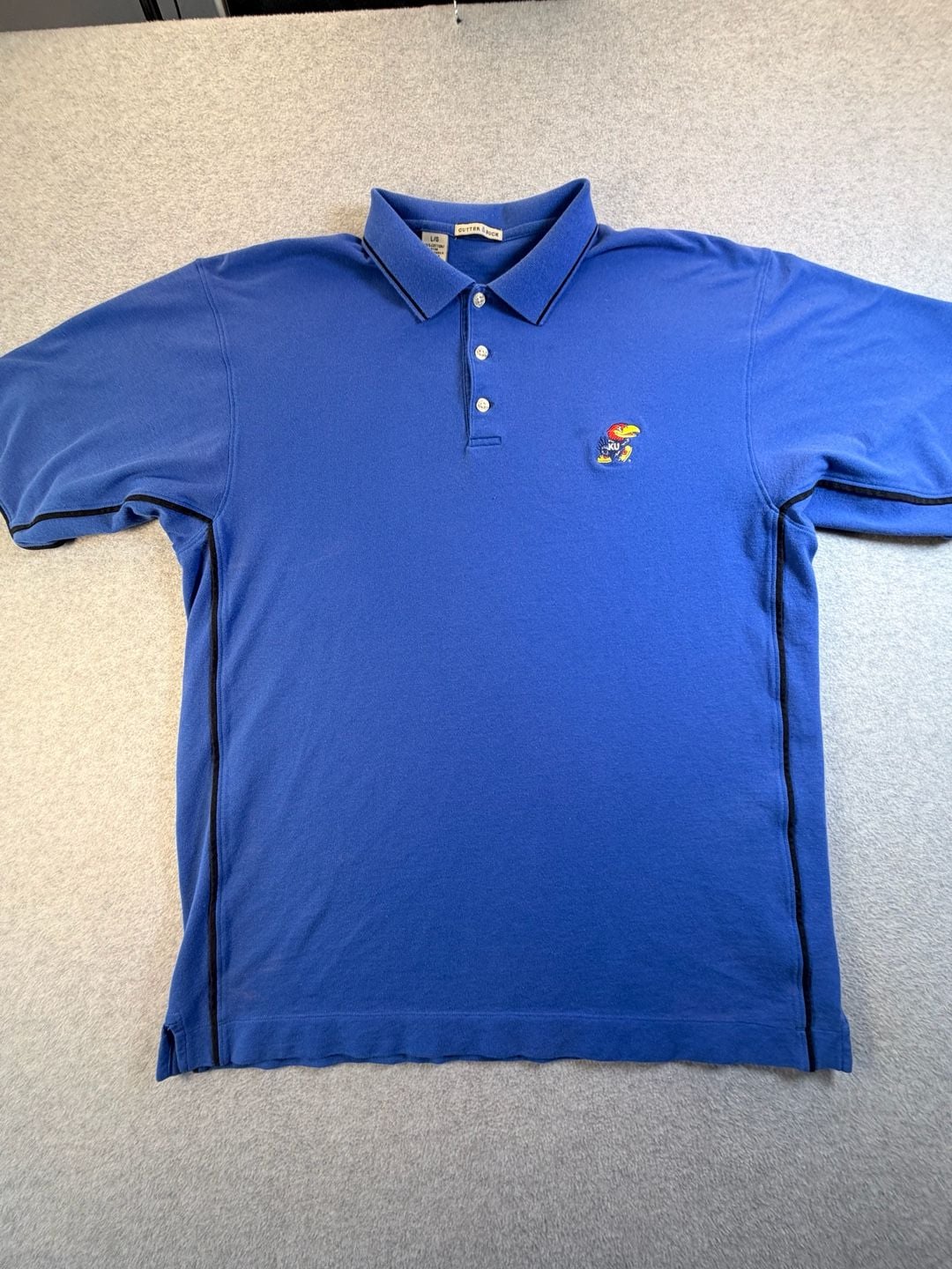Cutter & Buck Kansas Jayhawks Polo Shirt Size L Blue Embroidered Logo 2
