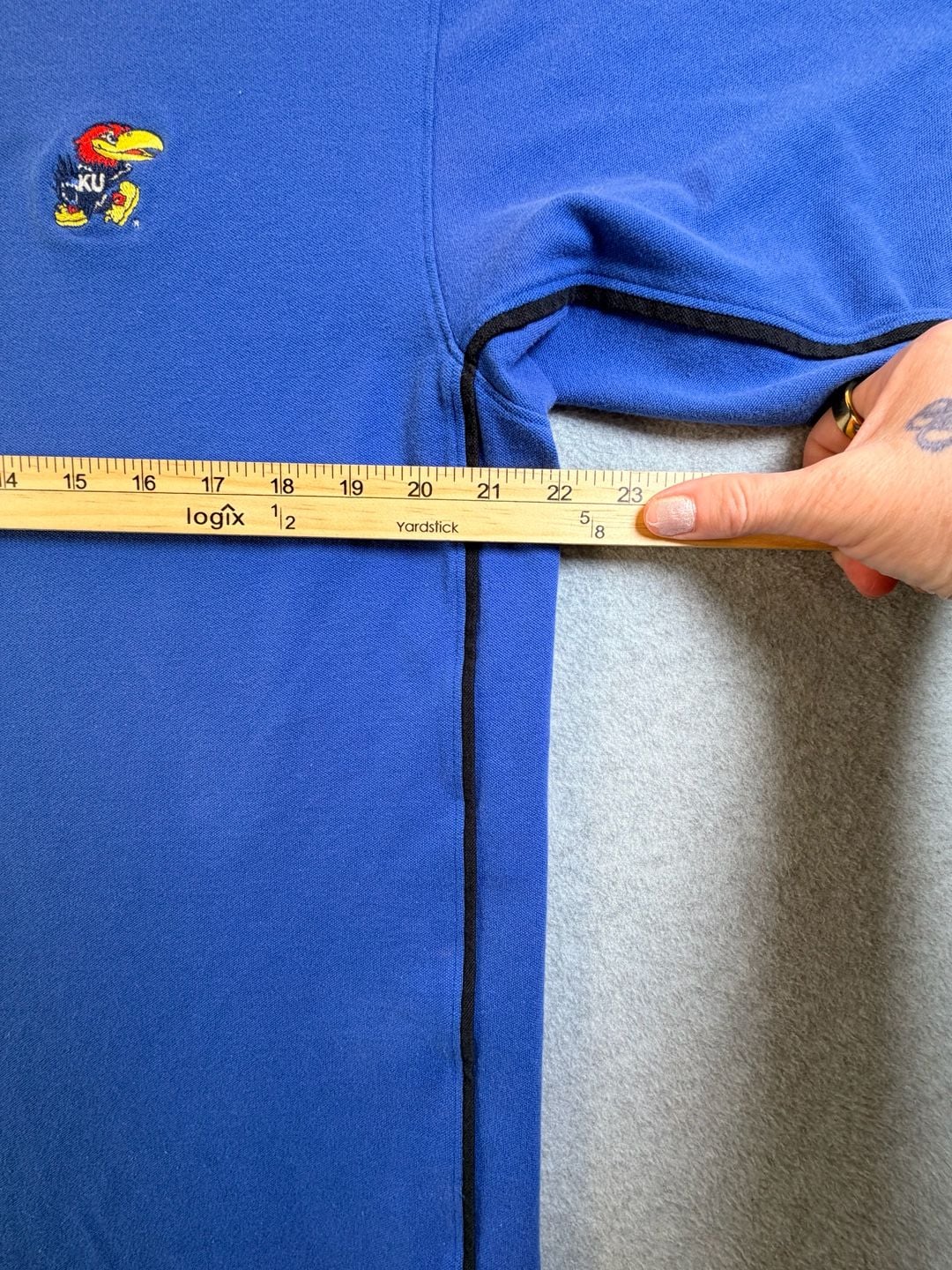 Cutter & Buck Kansas Jayhawks Polo Shirt Size L Blue Embroidered Logo 4