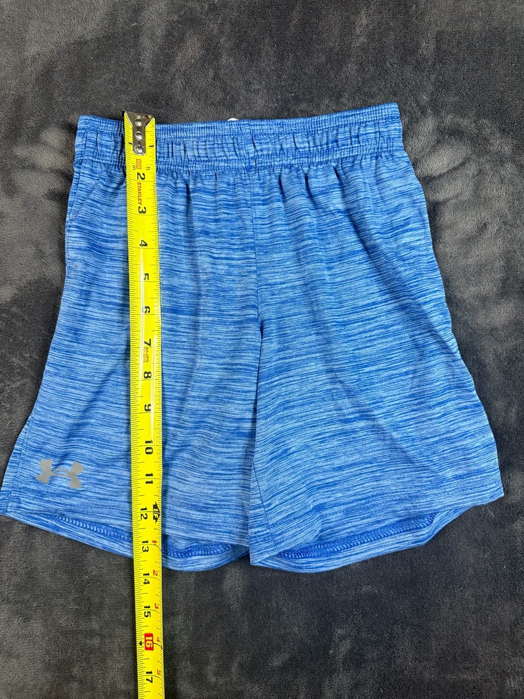 Kids Under Armour Athletic Shorts Size 6 Blue Space Dye Polyester#184 2