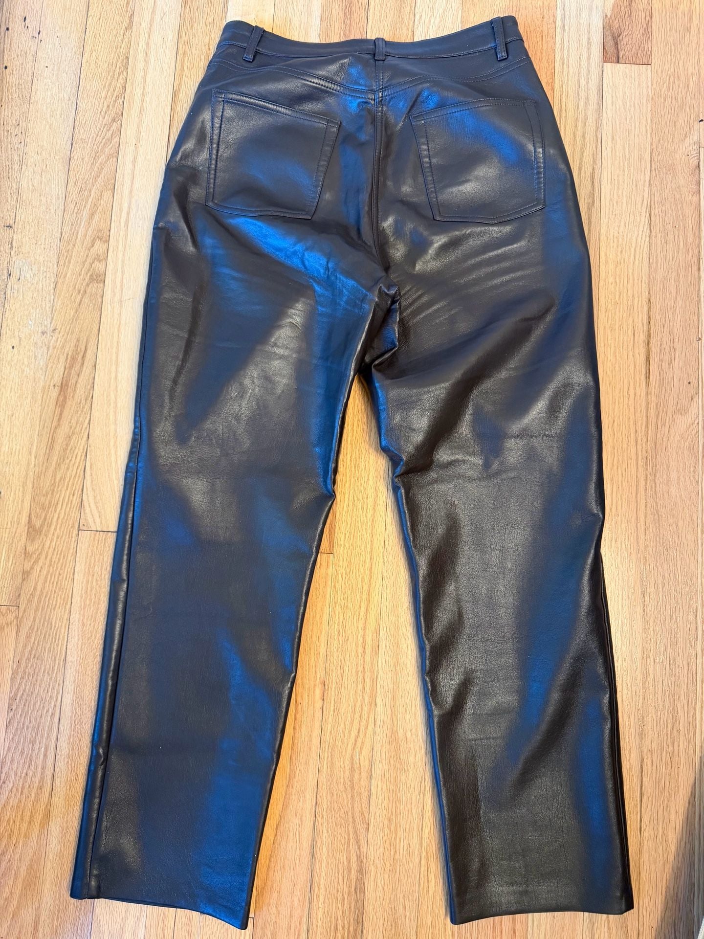 Wilfred Vegan Leather Pants Size 8 Brown Straight Leg 3