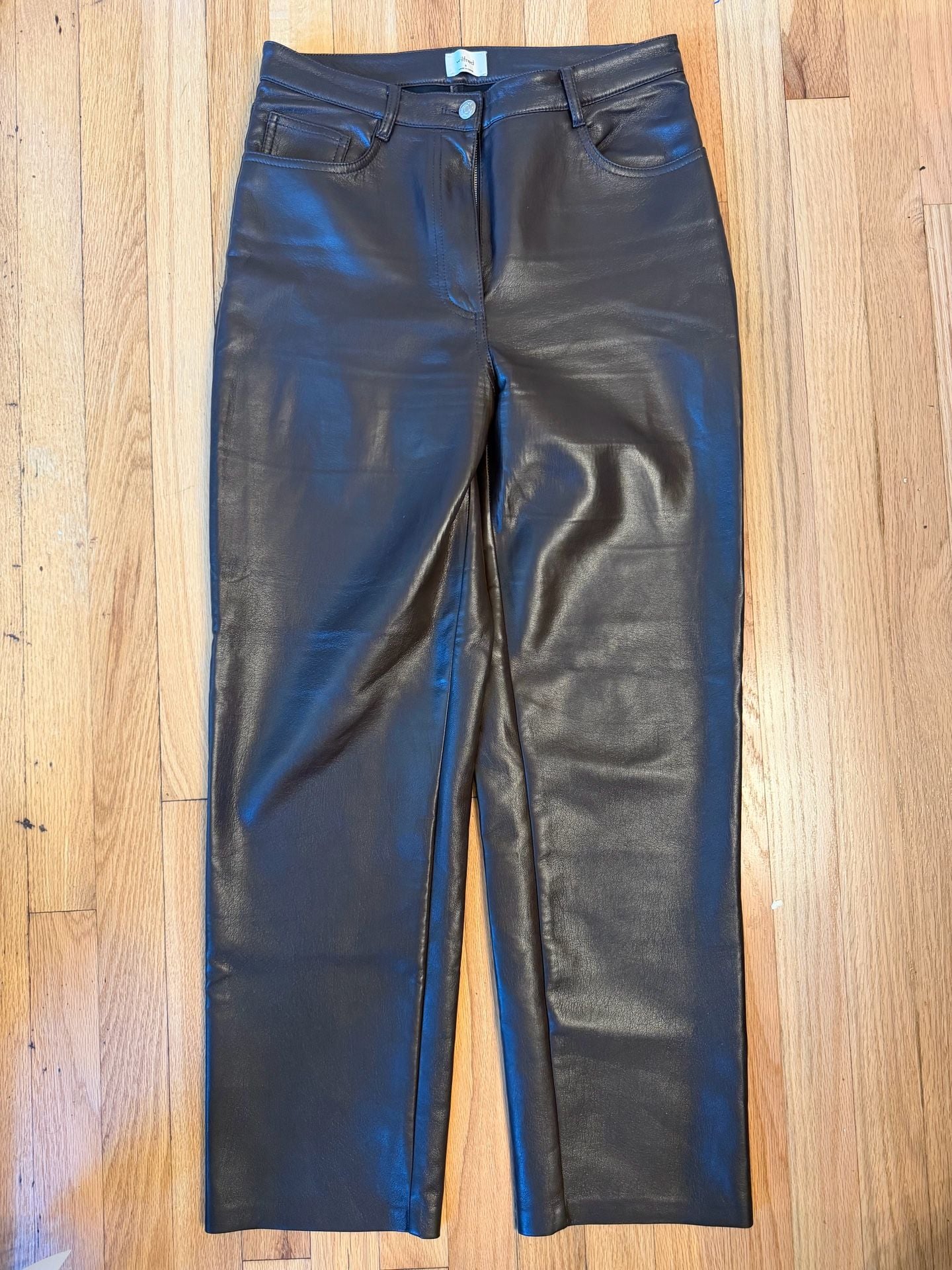 Wilfred Vegan Leather Pants Size 8 Brown Straight Leg 4