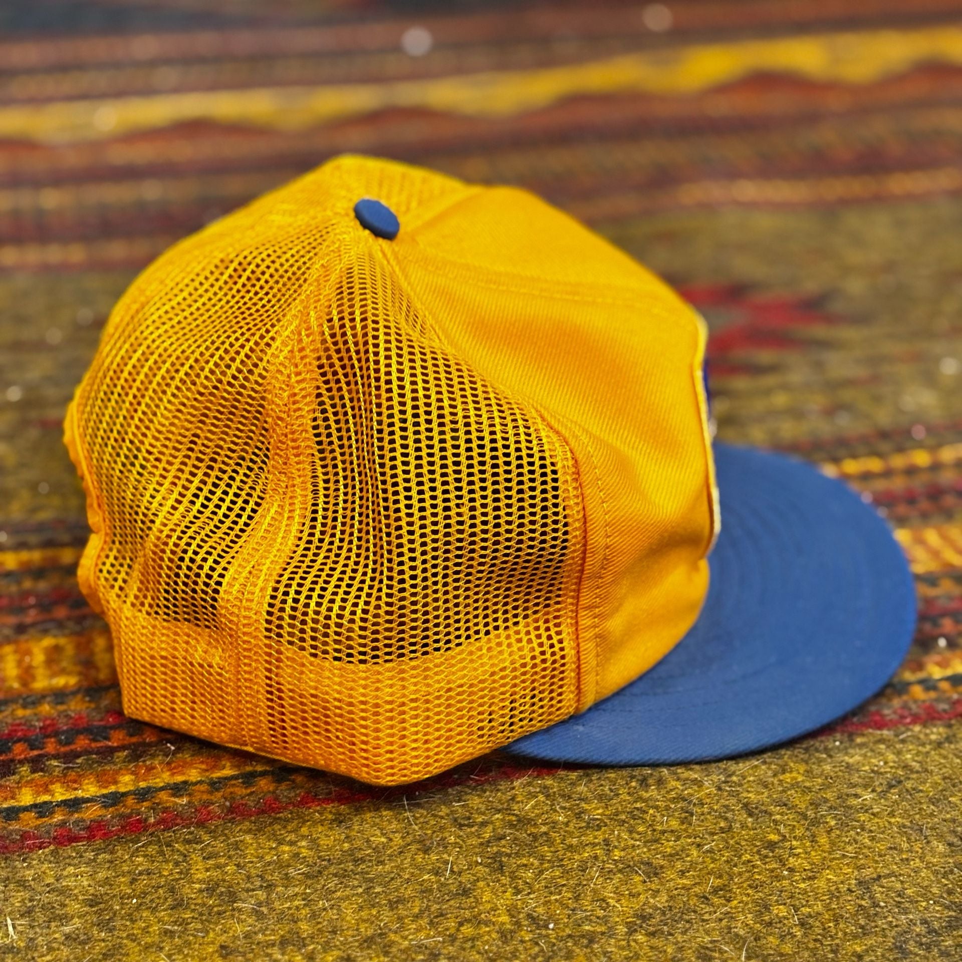 Vintage NAPA Auto Parts Trucker Hat Snapback Yellow Blue 6