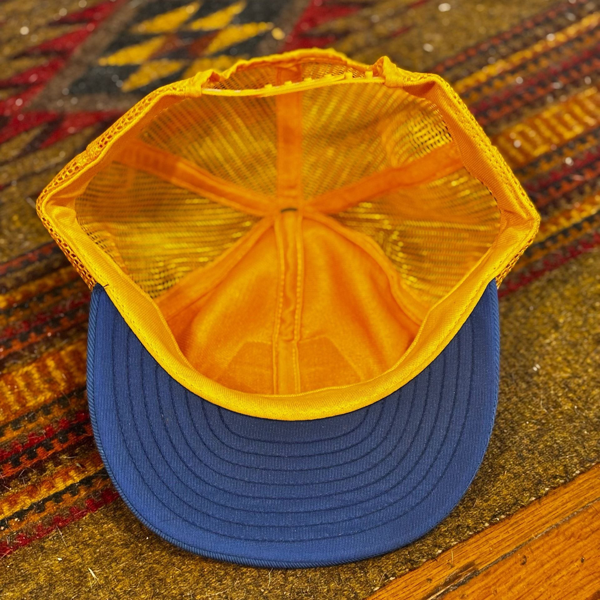 Vintage NAPA Auto Parts Trucker Hat Snapback Yellow Blue 7
