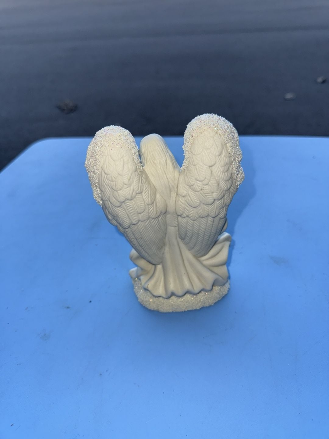 Ceramic Angel Figurine Playing Violin with Glitter Accents 2